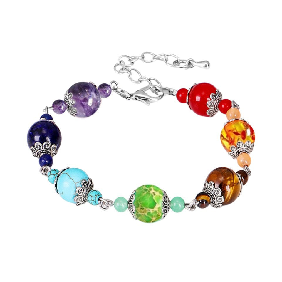 Wholesale Rainbow Natural Stone Beaded Bracelet